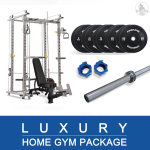 Commercial Power Rack Package - 150kg - Adjustable Bench & 700LB Olympic Bar