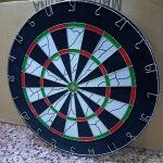 Original Double-Sided Dart Board with Steel Tip Darts — 18 inch