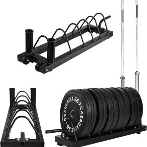 Horizontal Plate and Olympic Bar Rack Organizer
