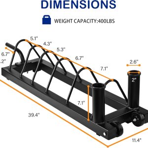 Horizontal Plate and Olympic Bar Rack Organizer